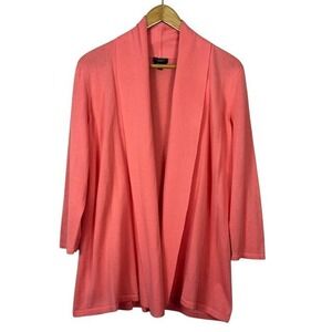Talbots Womens Coral Pink 100% Pima Cotton Open Front Shawl Collar Cardigan M
